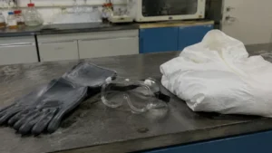 Chemical resistant gloves goggles