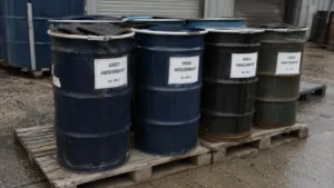 Sealed labelled drums-compressed