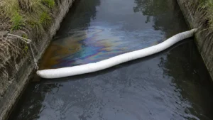 Sorbent boom deployed 02-compressed