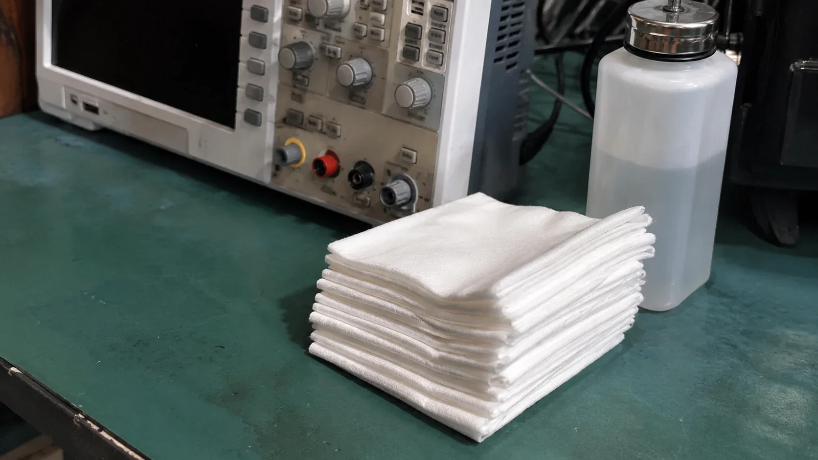 Stack of white lint-compressed