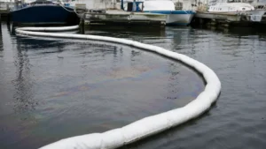 White oil only absorbent boom-compressed