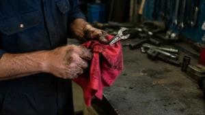 Worker using a red shop-compressed
