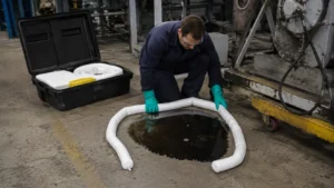 Worker using absorbent socks