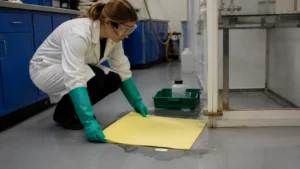 Yellow chemical absorbent pad-compressed