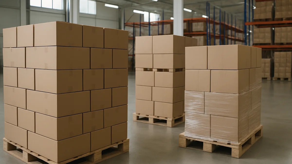 Palletised cases of presaturated isopropyl alcohol wipes staged in a warehouse for bulk distribution